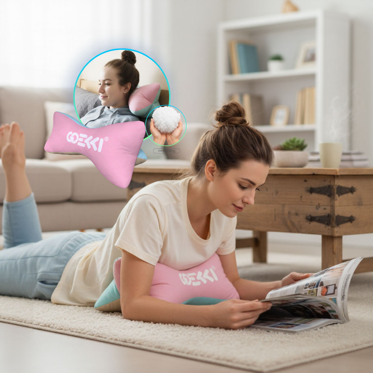 Polštář Read and Relax Bone Pillow s plnobarevným designem na míru